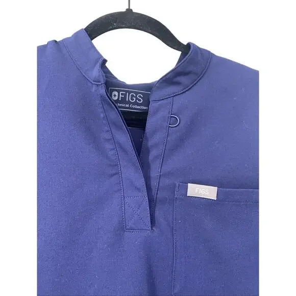 Figs Scrub Top Labor Delivery Womens Medium Navy Short Sleeve W21SW1012 - Picture 3 of 10
